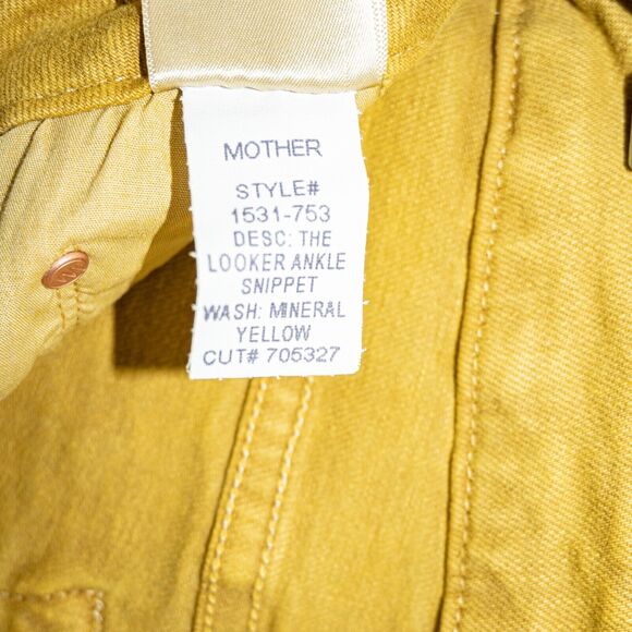 MOTHER Denim Looker Ankle Snippet Jeans Yellow Come out and Play Size 25 - Picture 7 of 12